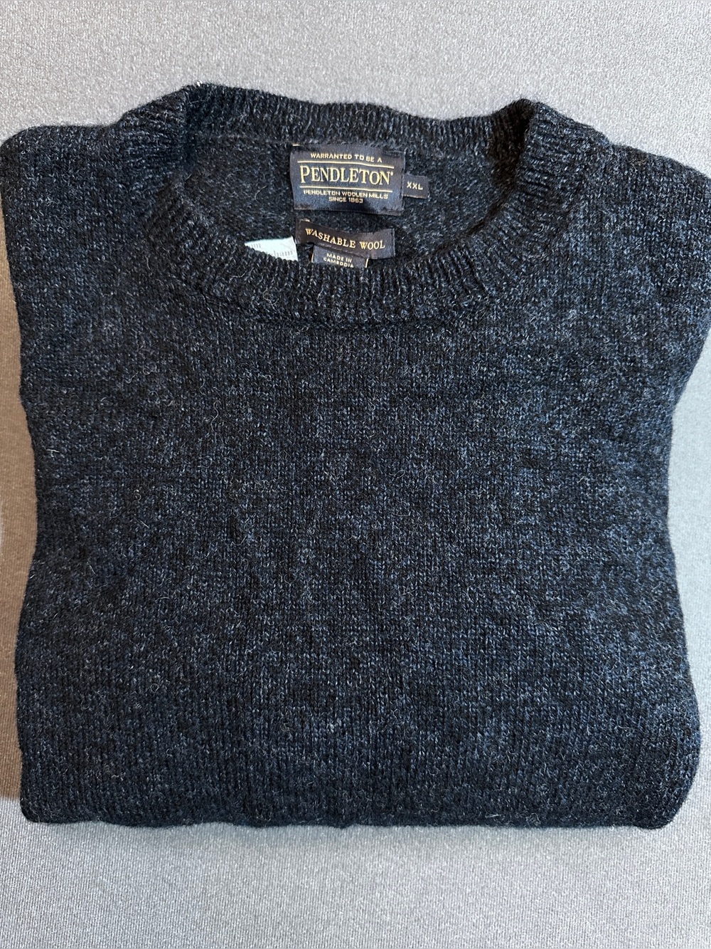 Men’s XXL Indigo Blue Heather 100% Shetland Wool Crewneck Knit Sweater Washable
